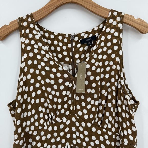 J. Crew Princess Cut Peplum Jacquard Dot Sleeveless Top Romantic Pecan Ivory 6 - Picture 4 of 12